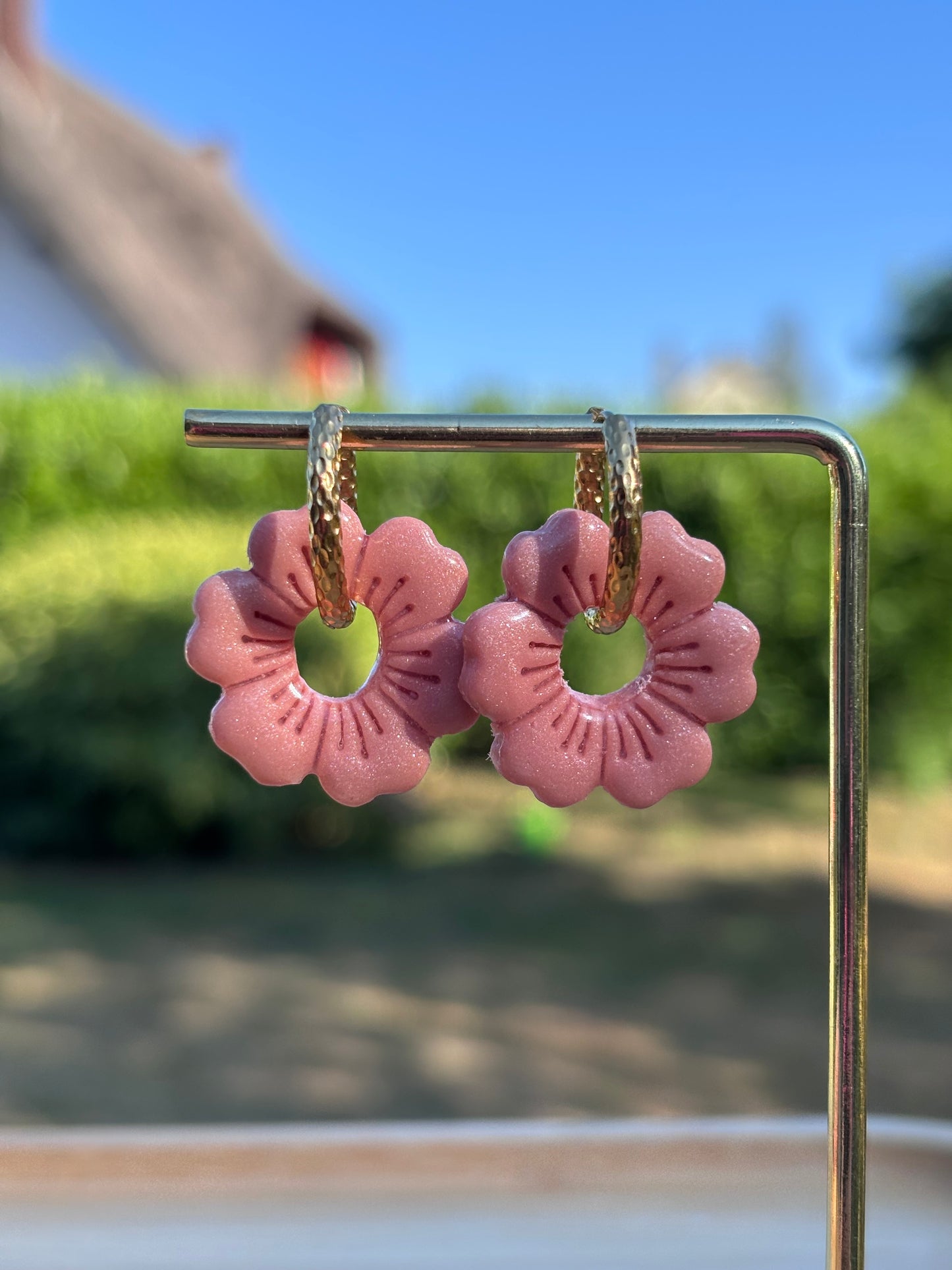 Créoles Gisèle bubblegum | Théia Bijoux