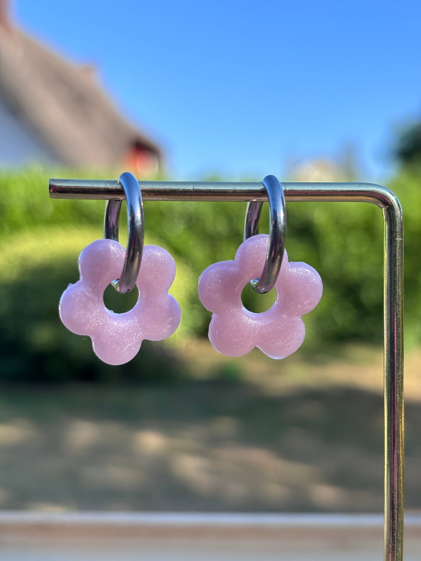 Créoles Margarita rose irisé | Théia Bijoux