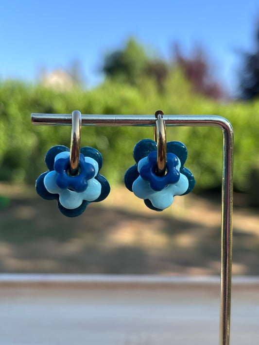 Créoles Margarita trio bleu | Théia Bijoux