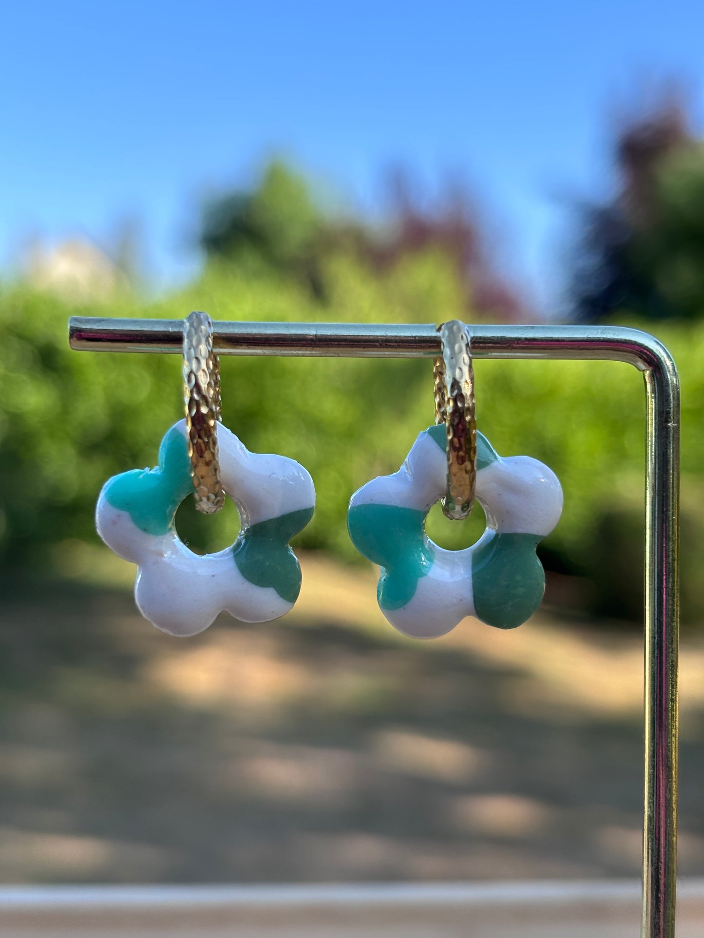 Créoles Margarita pois vert | Théia Bijoux
