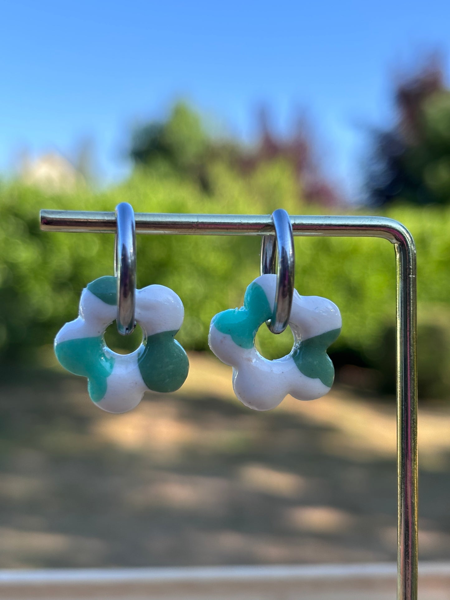 Créoles Margarita pois vert | Théia Bijoux