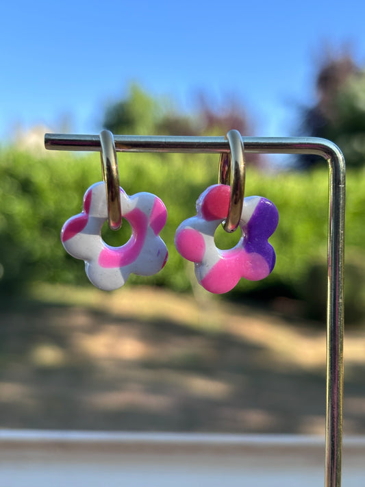 Créoles Margarita pois rose violet | Théia Bijoux