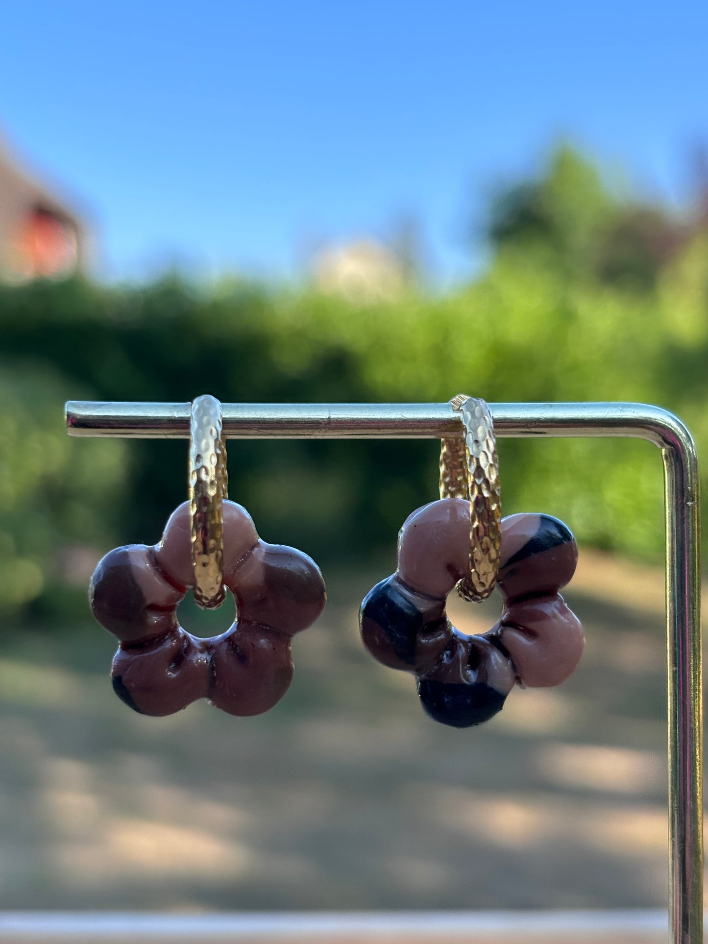 Créoles Capucine camouflage | Théia Bijoux