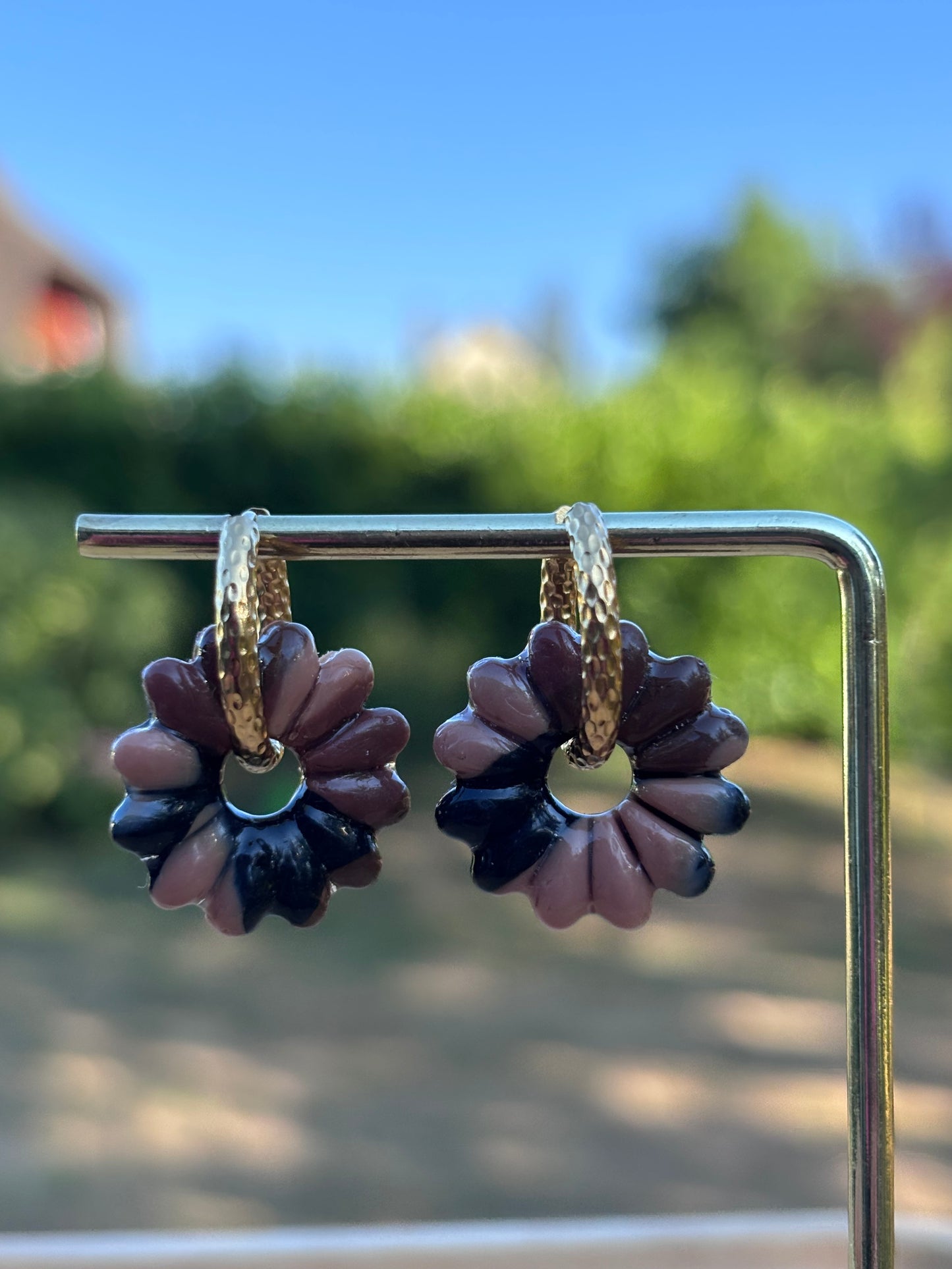 Créoles Aglaé camouflage | Théia Bijoux