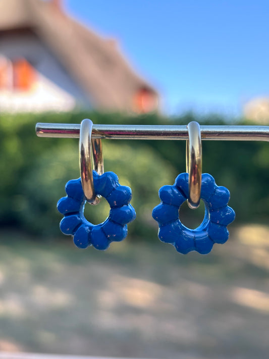 Créoles Rose bleu canard | Théia Bijoux