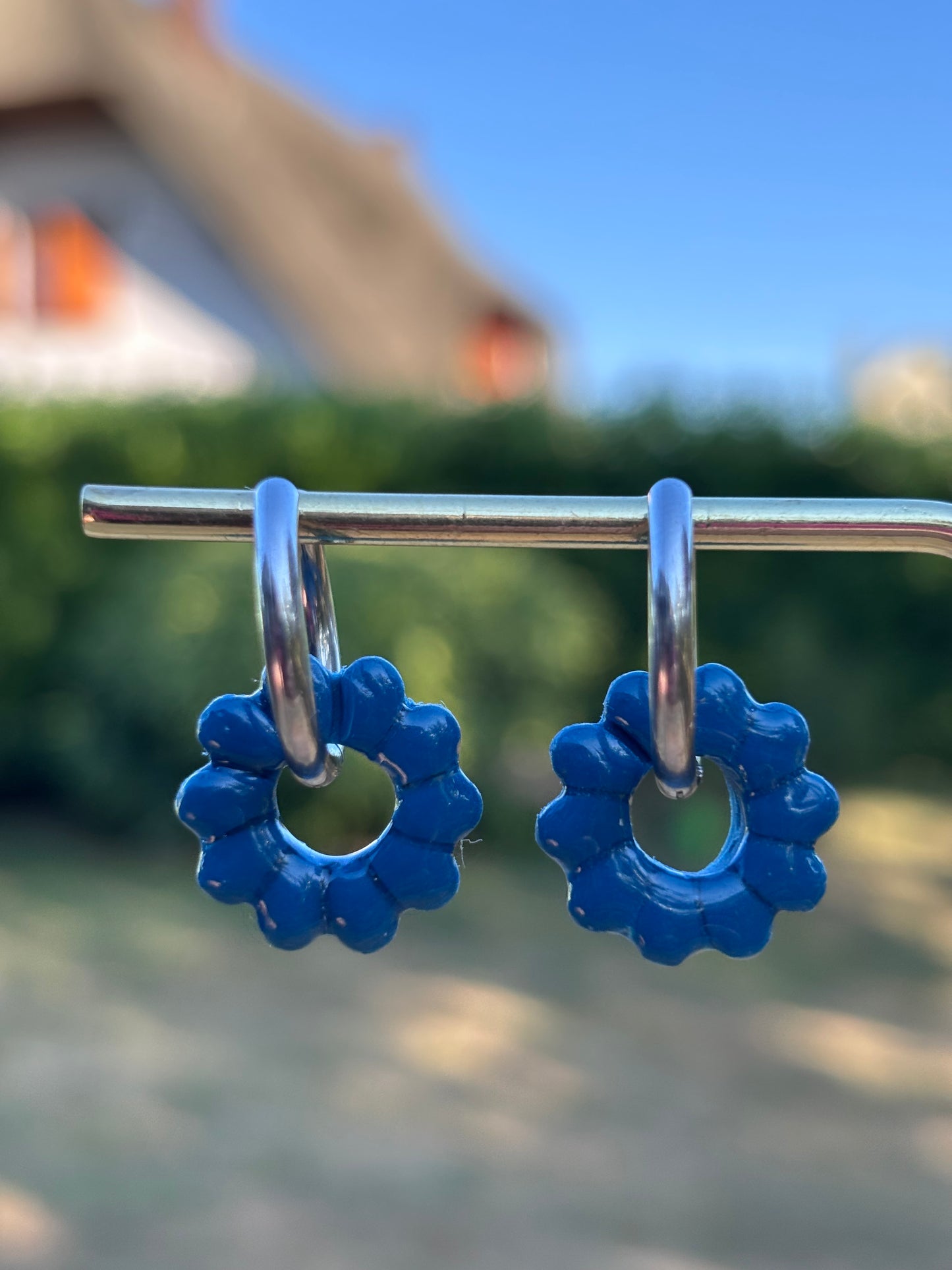 Créoles Rose bleu canard | Théia Bijoux