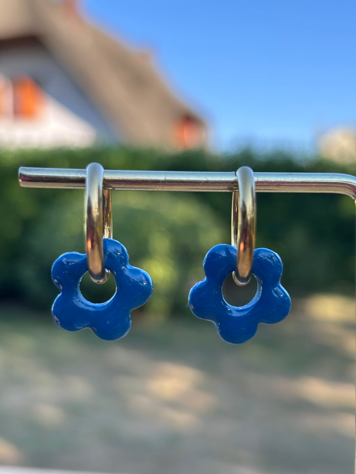 Créoles Mini Margarita bleu canard | Théia Bijoux