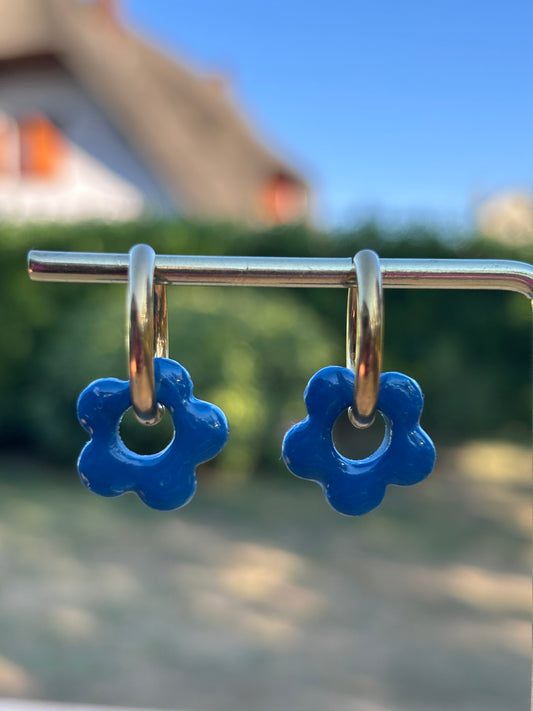 Créoles Mini Margarita bleu canard | Théia Bijoux