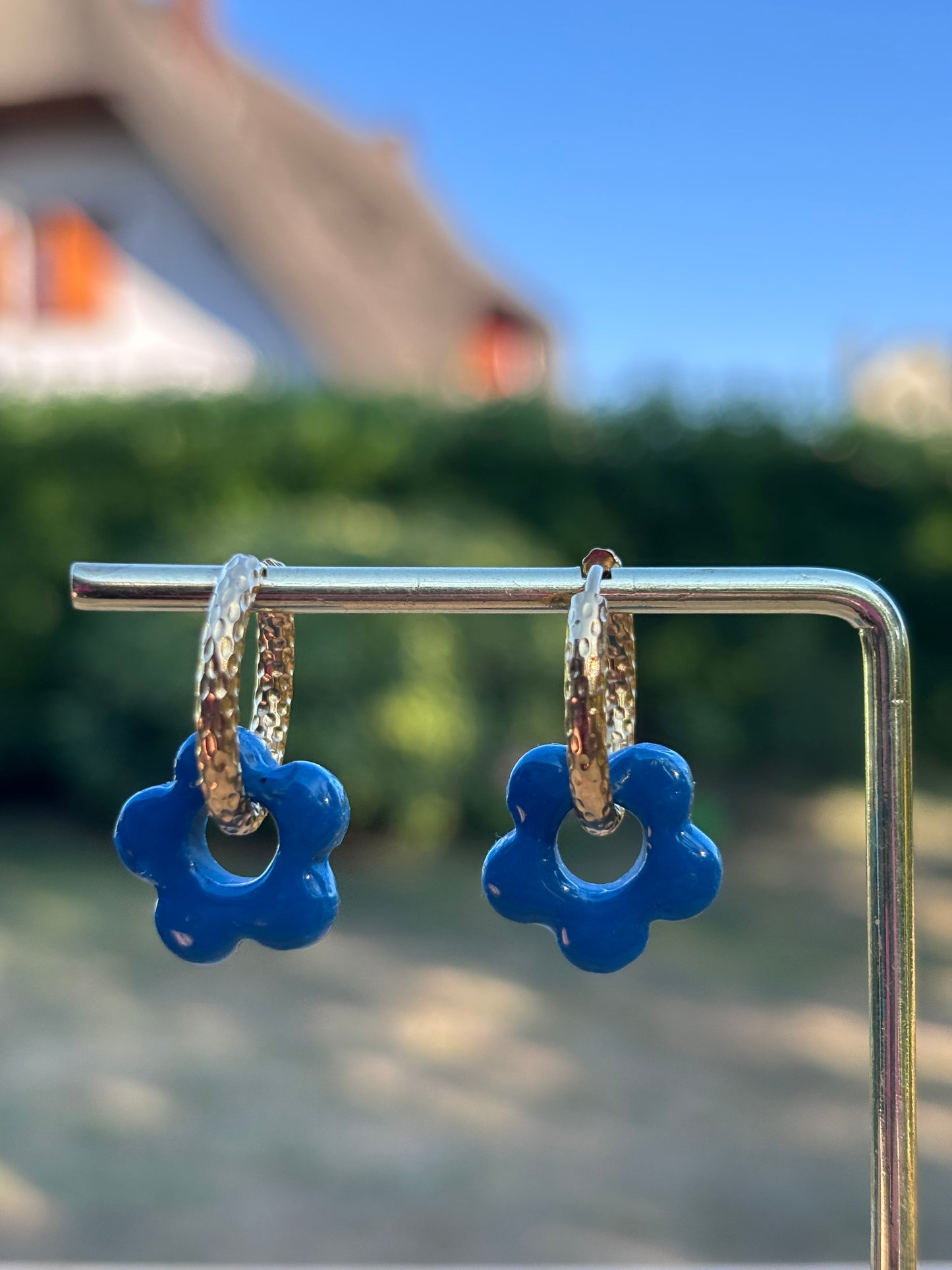 Créoles Mini Margarita bleu canard | Théia Bijoux