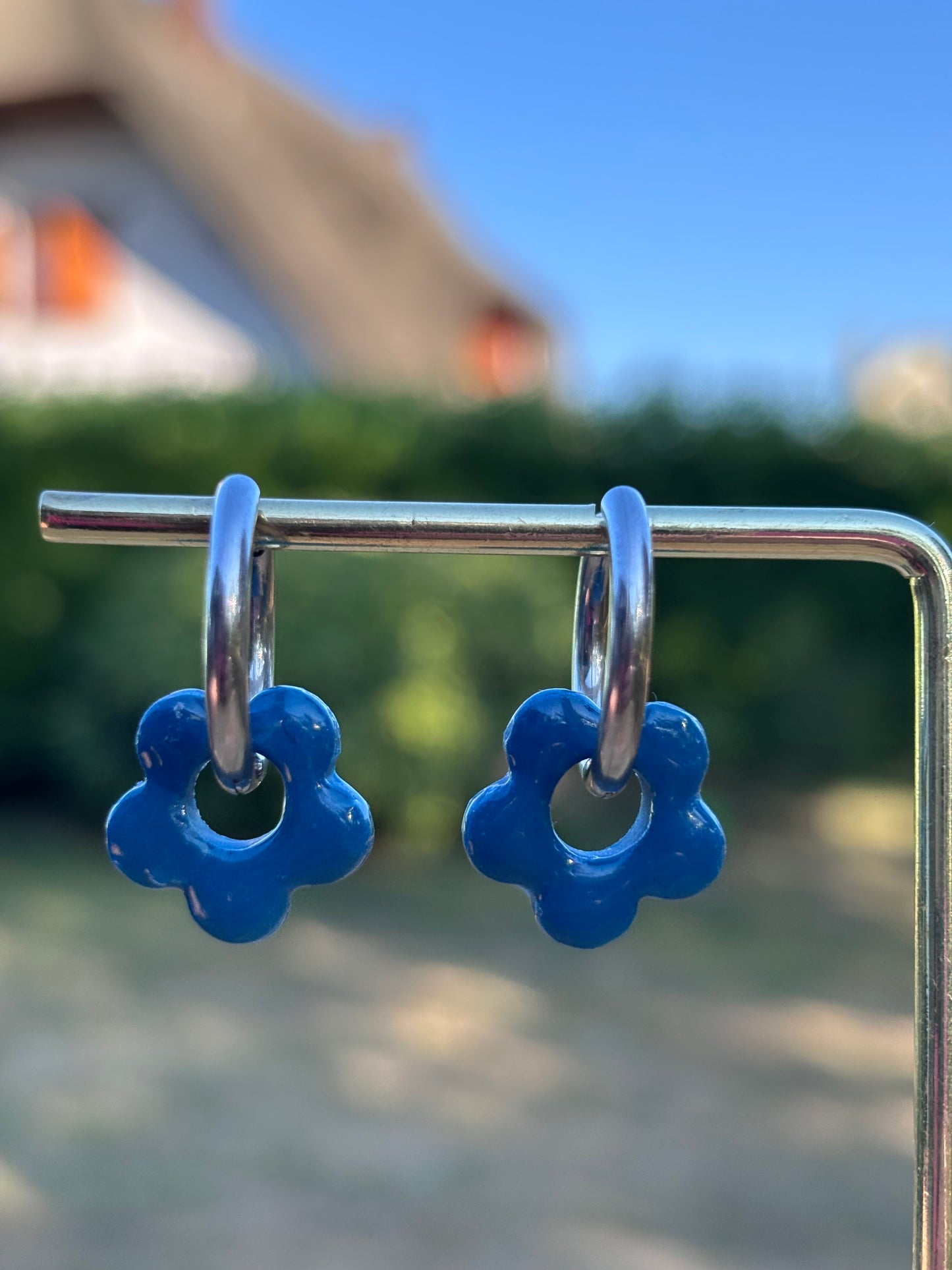 Créoles Mini Margarita bleu canard | Théia Bijoux
