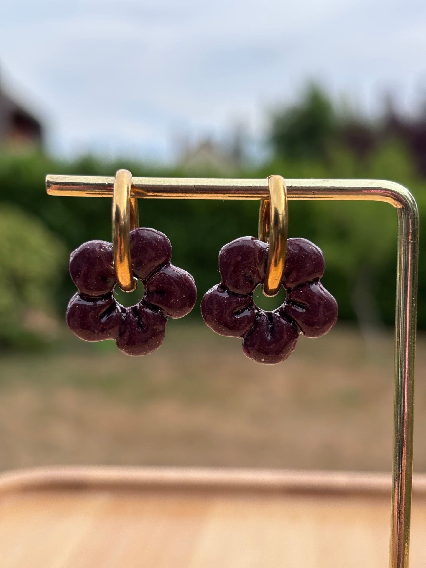 Créoles Capucine prune | Théia Bijoux