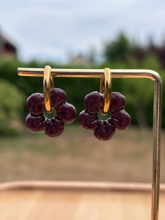 Créoles Capucine prune | Théia Bijoux
