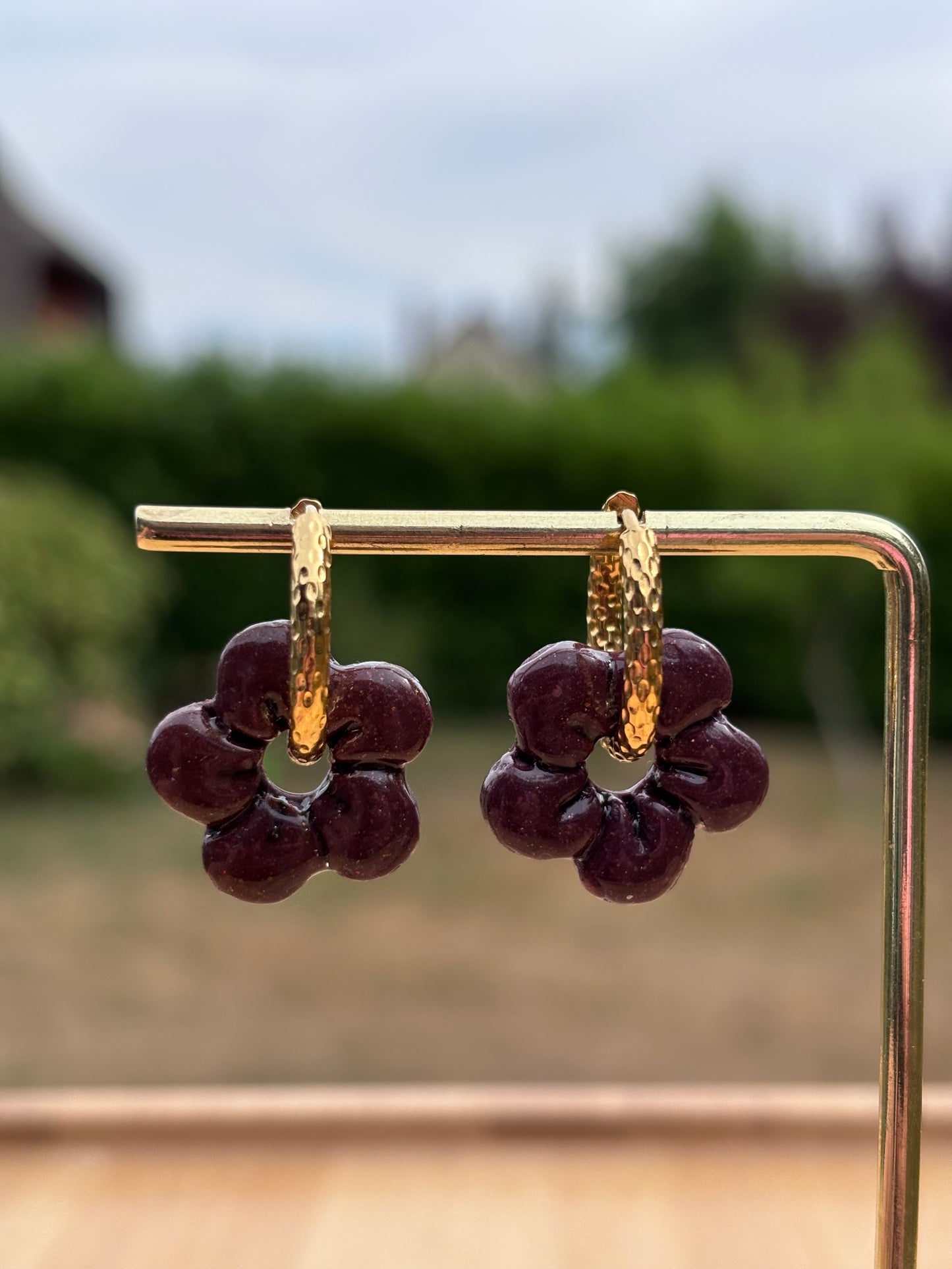 Créoles Capucine prune | Théia Bijoux