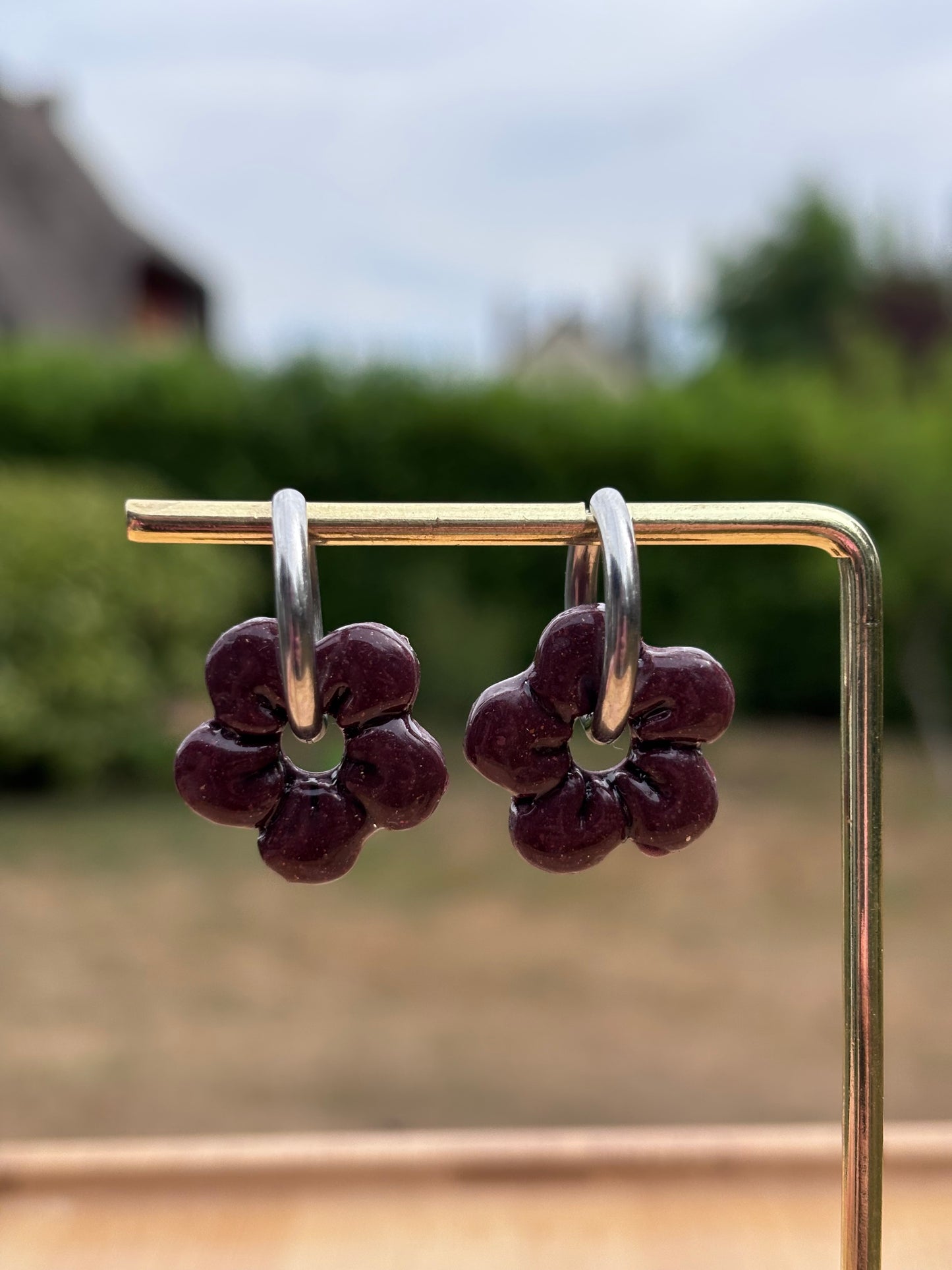 Créoles Capucine prune | Théia Bijoux