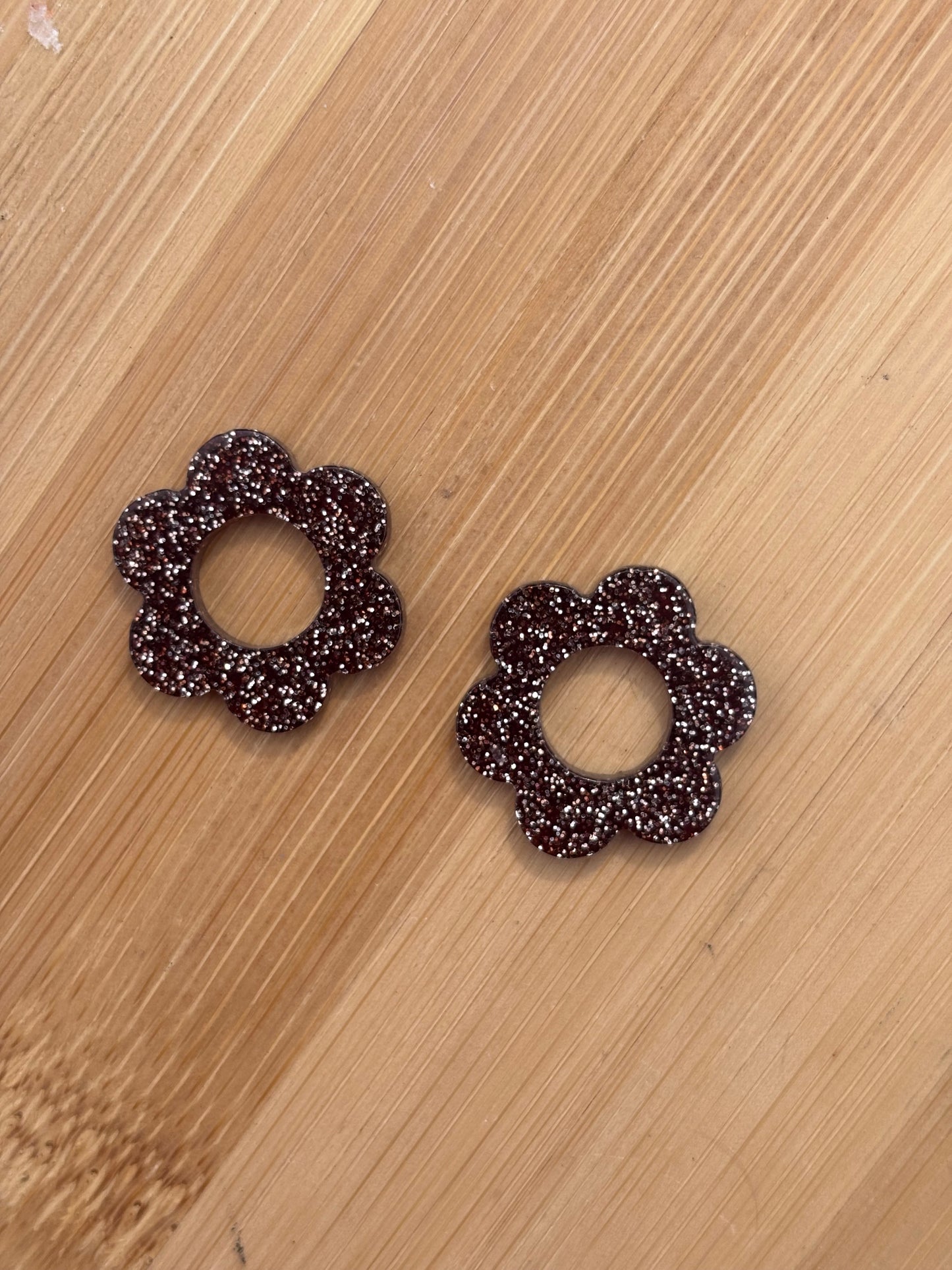 Créoles Margarita marron pailletté | Théia Bijoux