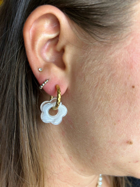 Boucles d'oreilles Margarita blanches