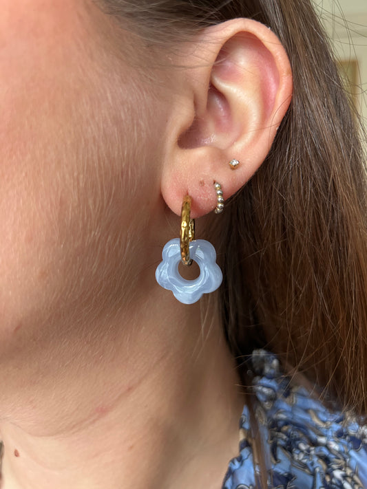 Boucles d'Oreilles Margarita Fleurs Bleu Clair | Theia Bijoux