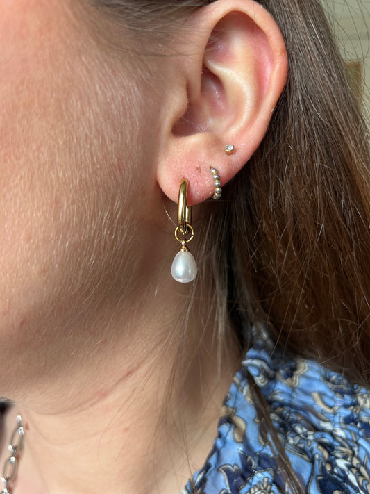 Boucles d’Oreilles Agatha avec Perle Suspendue | Theia Bijoux